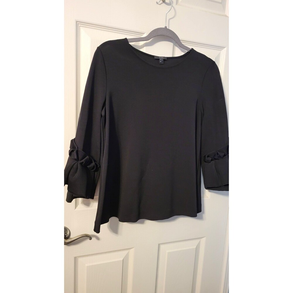 COS Black Scuba Knit Statement Bow Sleeve Top Blouse Structured Small S